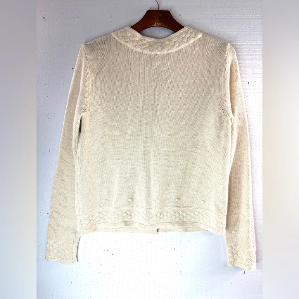 CAbi M Textured Cardigan Sweater in Light Beige - Image 4