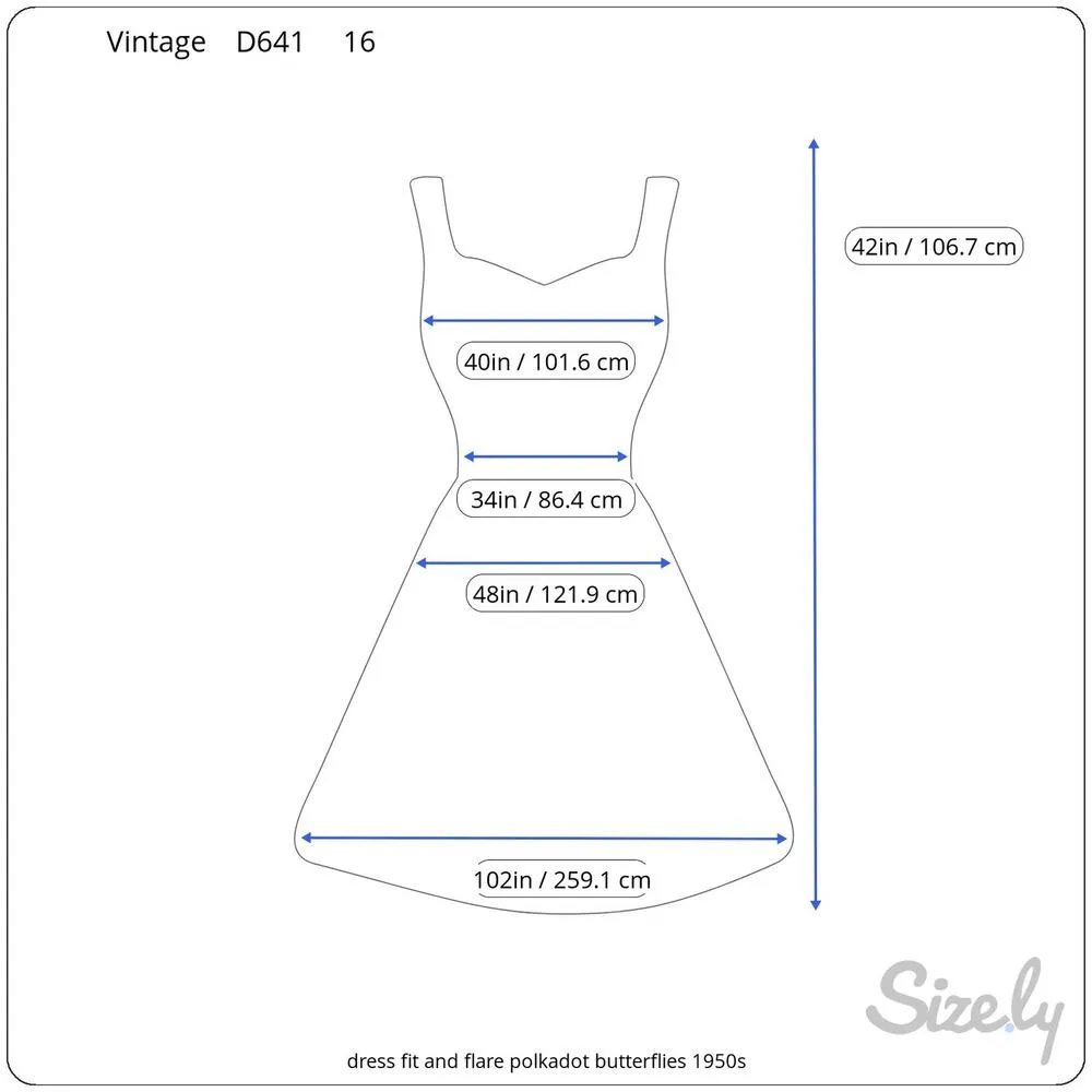 dress fit and flare polkadot butterflies 1950s Black Size 16 - Image 10