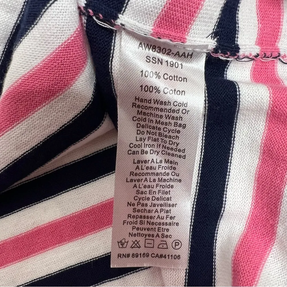 ATM Striped Long Sleeve Sweater Knit Top Cotton Pink Blue White Size XS - Image 7