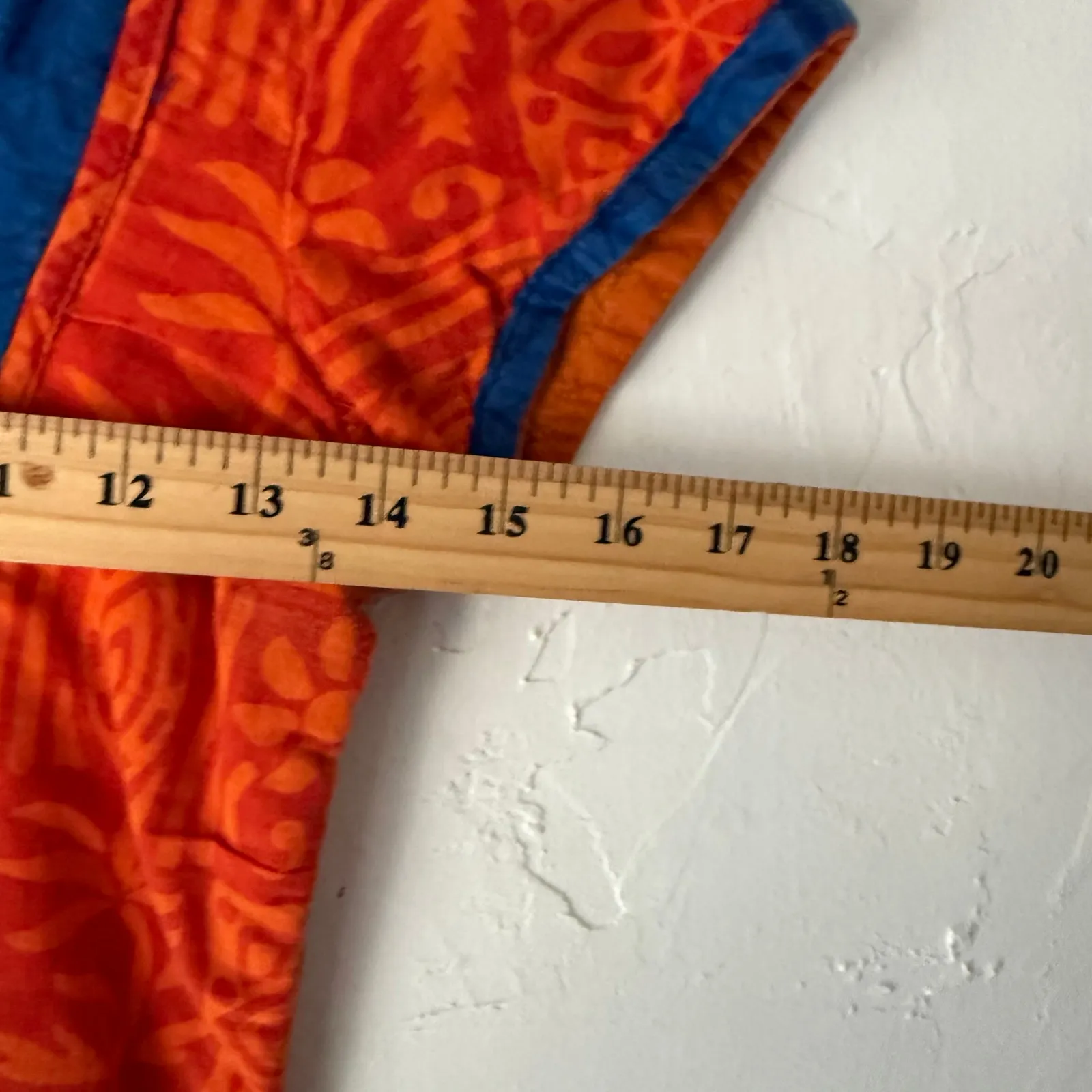 Boho Mexican Tunic Dress Festival Handmade Cap Sleeve Orange Blue‎ Cotton Midi S - Image 6