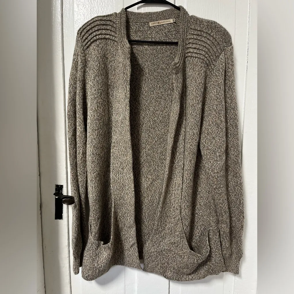 Simply Natural Alpaca Blend Linda Cape open front cardigan sweater in natural XL Brown - Image 3