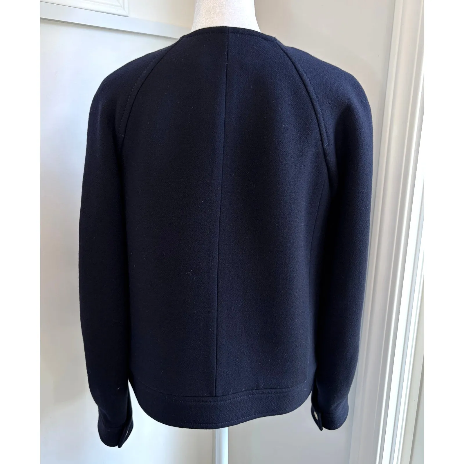 J.Crew Double Cloth Navy Blue Zip Up Jacket Size 2 Italian Wool Blazer XS Luxury - Image 5