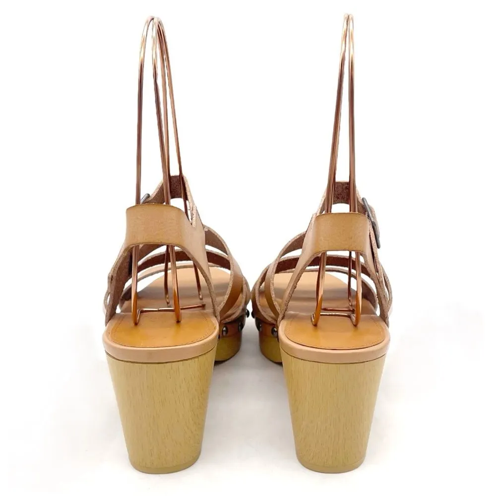 J. Crew The Chloe Clog Platform Strappy Sandal in Saddle Tan Faux Leather Size 7 - Image 8