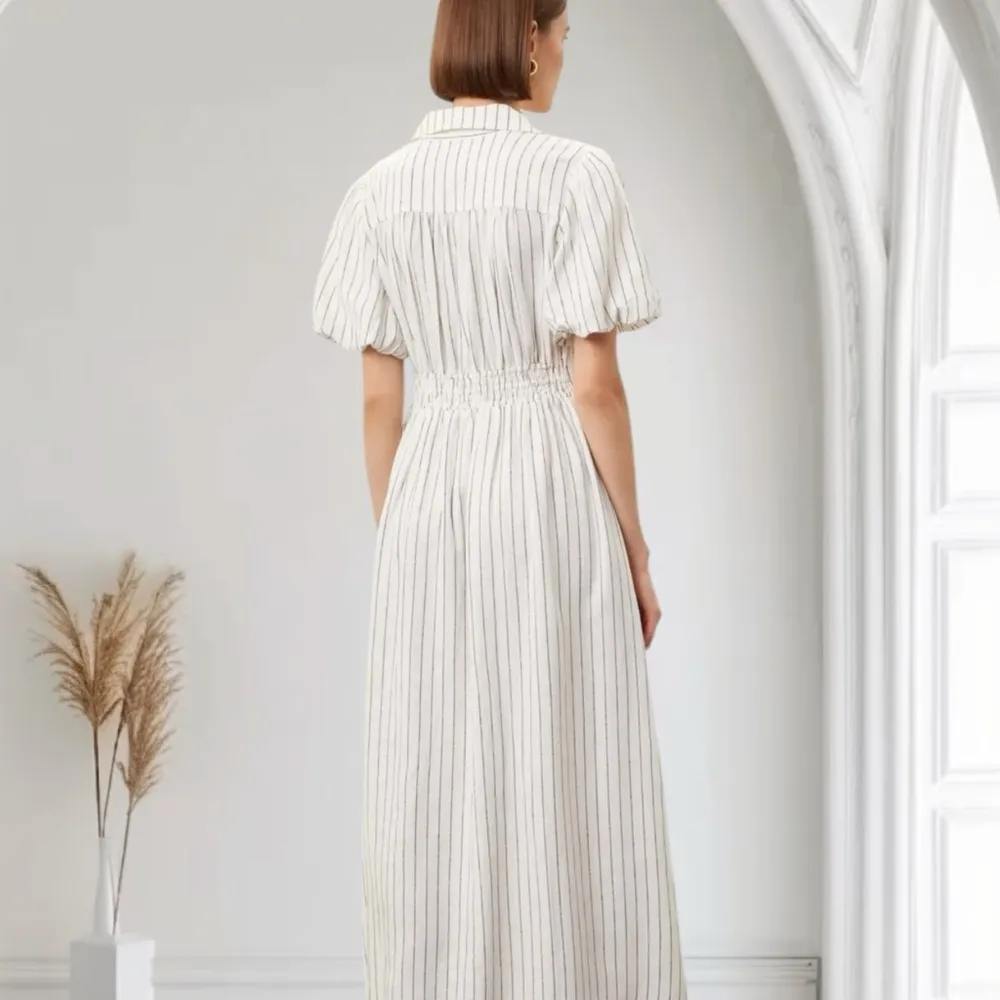 DEREK LAM 10 CROSBY Maya twisted striped linen Dress Size Large - Image 3