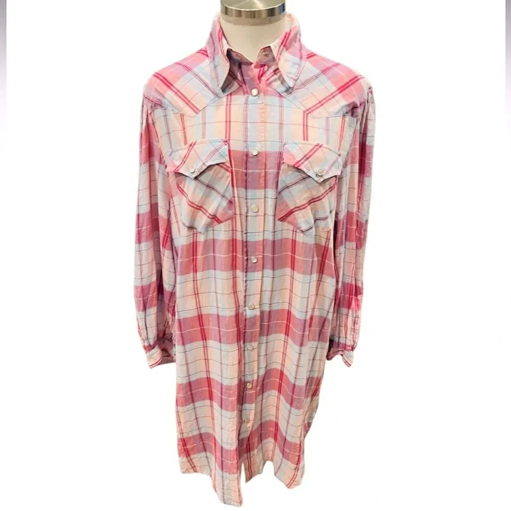 Isabel Marant Etoile Brittany Pink Check Mini Shirt Dress Size FR44 US12 - Image 8