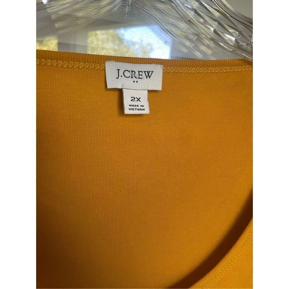 JCrew Scoop Neck Long Sleeve Blouse Cotton Mustard Yellow 2X - Image 9