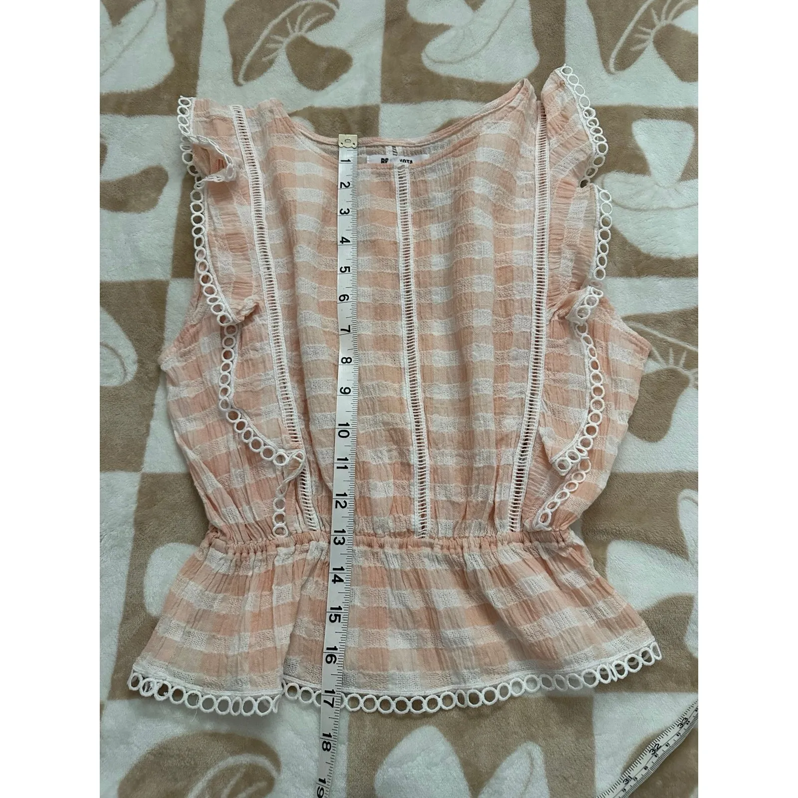 BB Dakota Lisanne‎ Pink Gingham Lace Top Size Small - Image 7