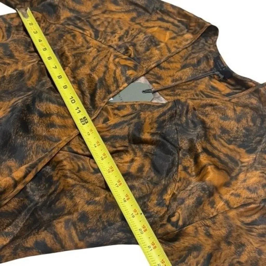 NEW All Saints Penny Grizedale Cat Print Silk Blend Wrap Front‎ Blouse Grunge 6 - Image 7