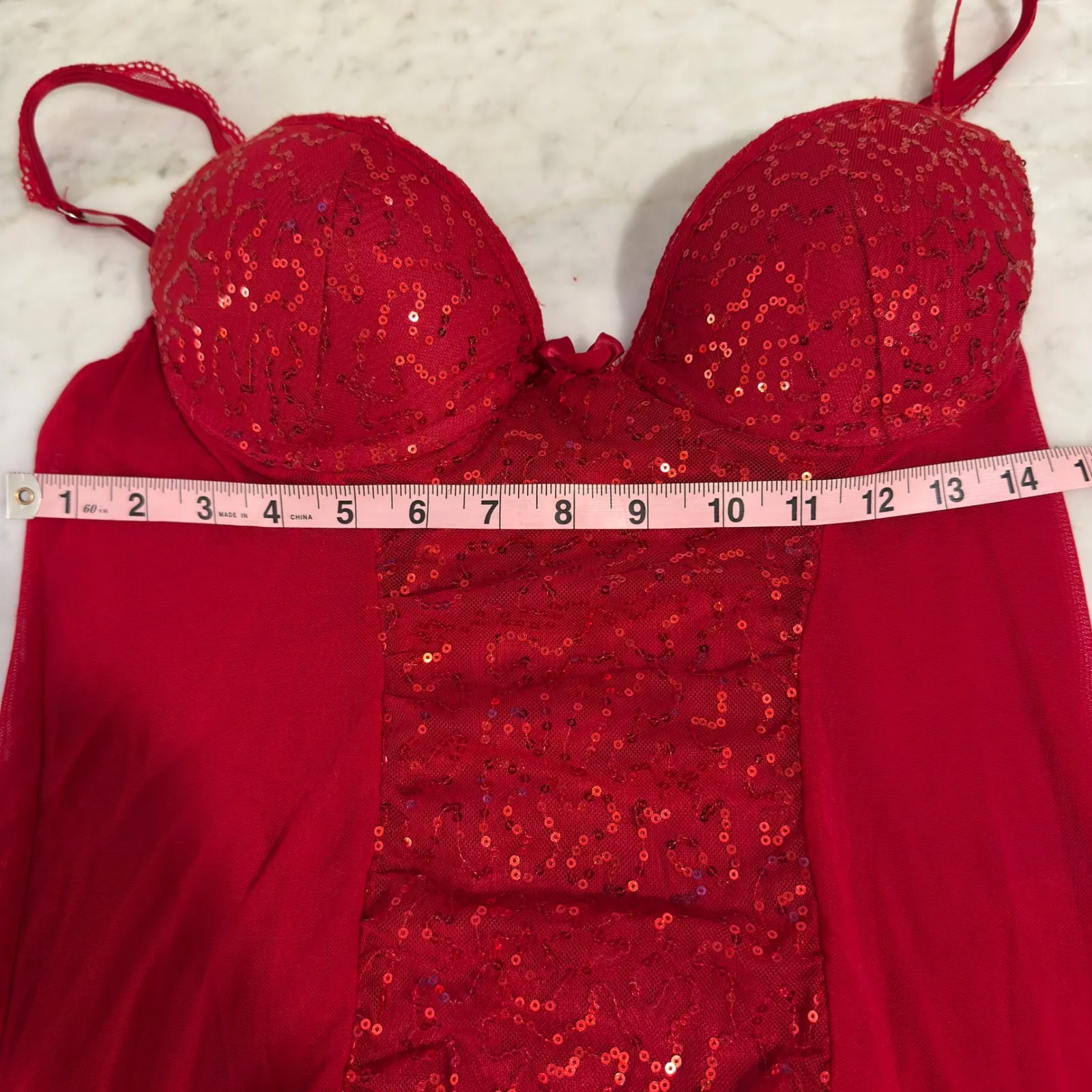 Seductivewear by Cinema Red Sequin Babydoll Lingerie Dress Medium - Image 5