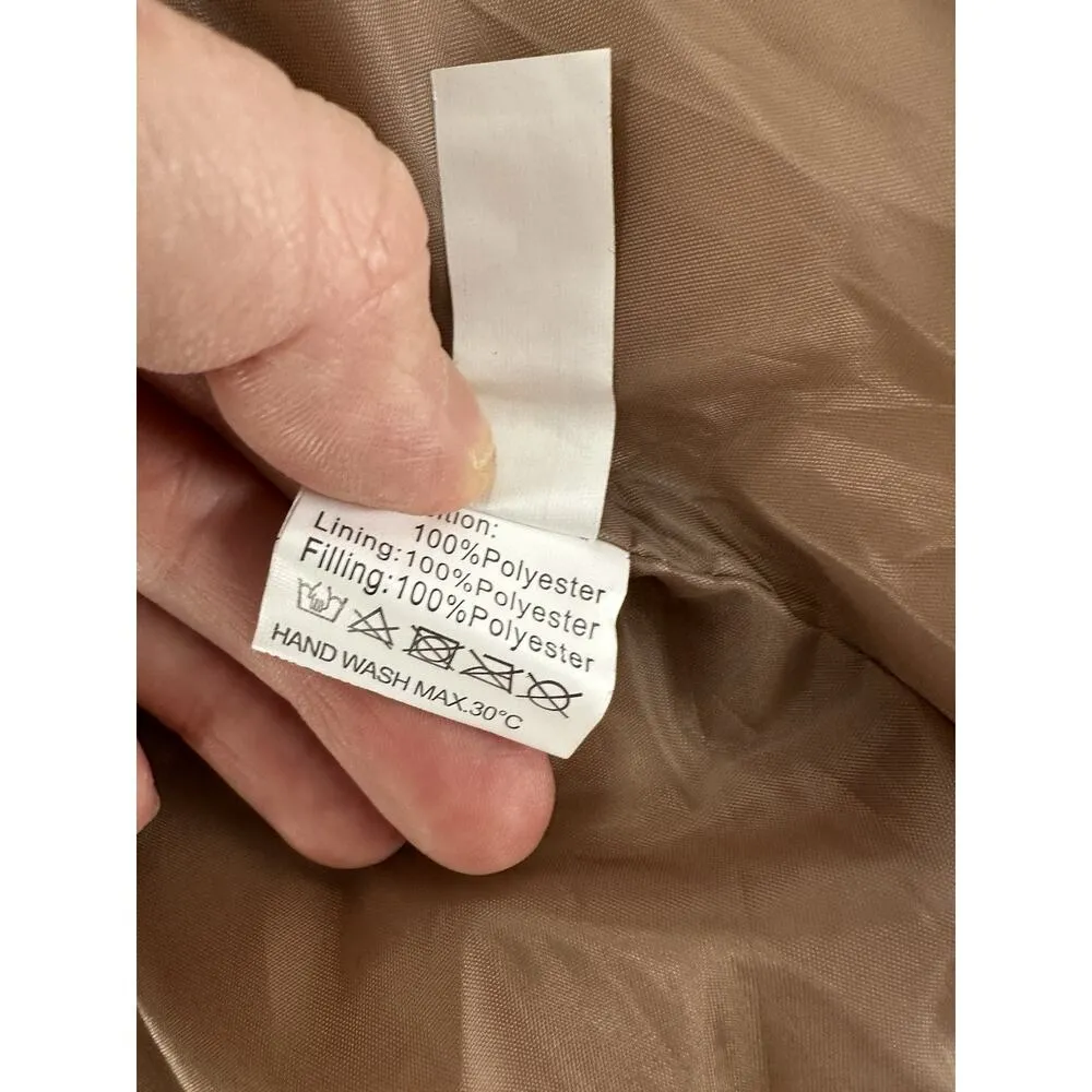 Shein Puffer Coat Jacket Sz L Brown Minimalist Trendy High Neck Normcore - Image 6