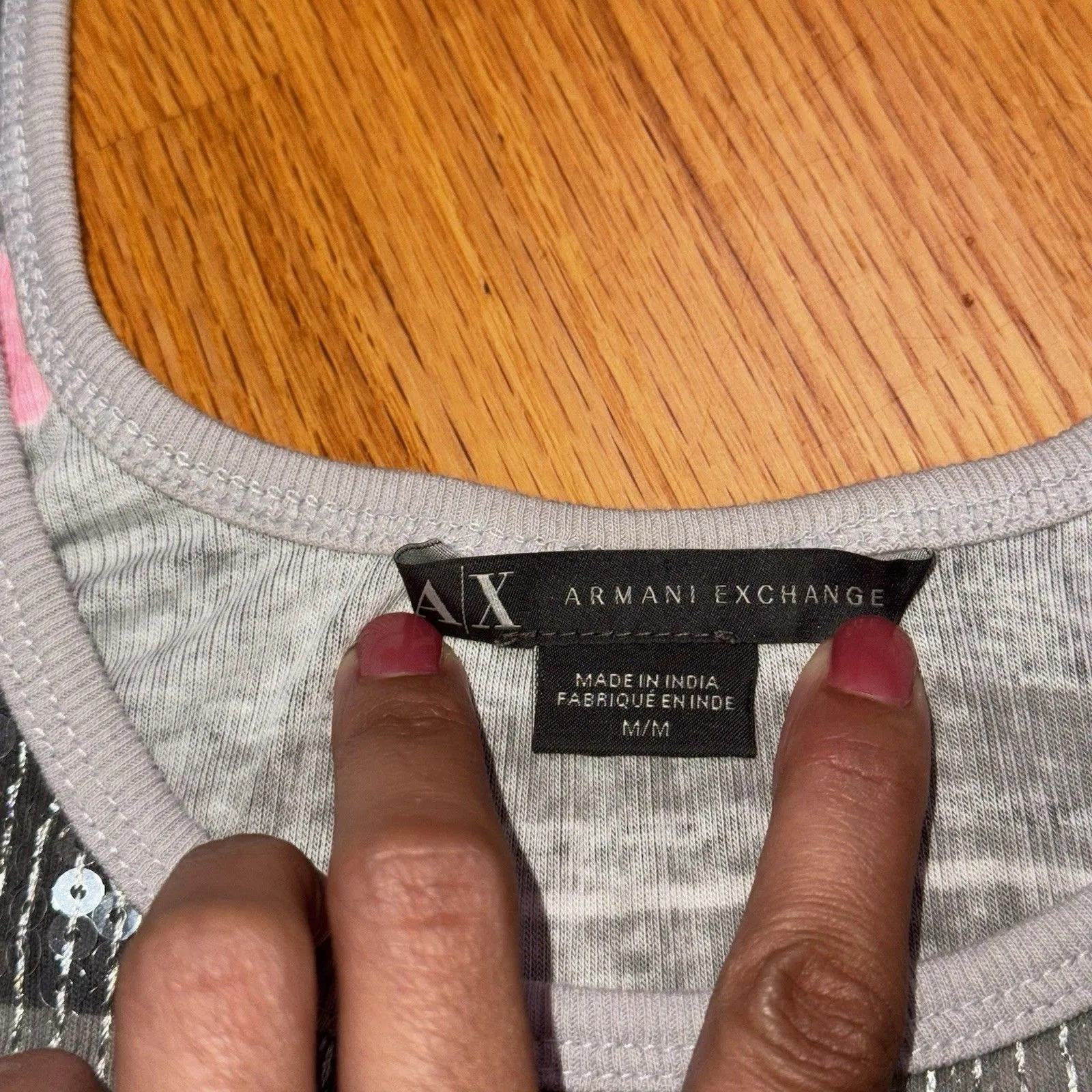 Armani Exchange A|X Women’s Sequin Tank Top 90s Y2K Multicolor Gray Pink Size M - Image 5