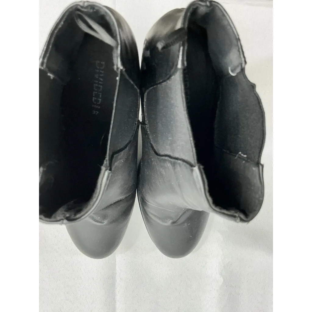 Womans Divided 6.5 Pull On Platform Ankle Boots Black Elastic Ankle Stacked Heel - Image 6
