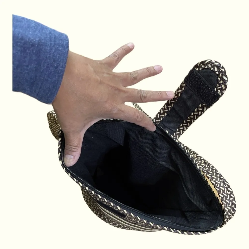 Natural Patterned Balinese Bag Brown - Image 6