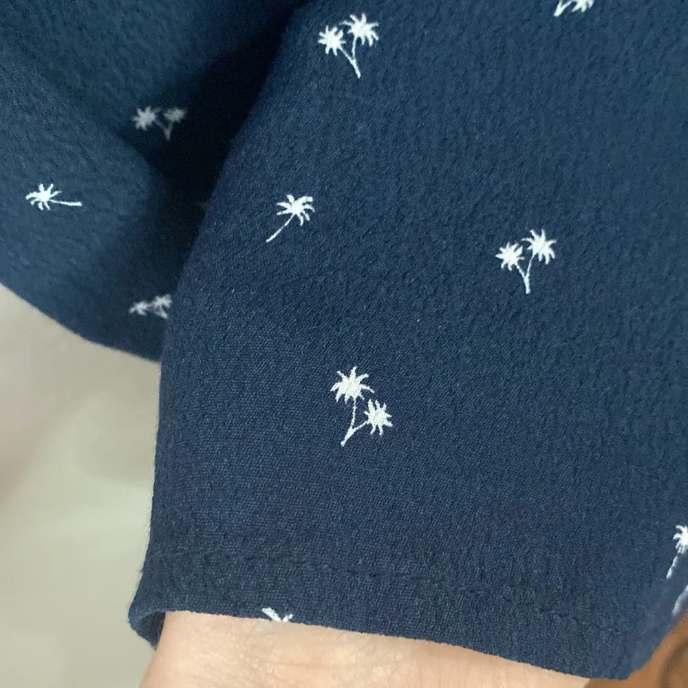 navy scattered micro palm print tie strap square neck mini dress - Image 6