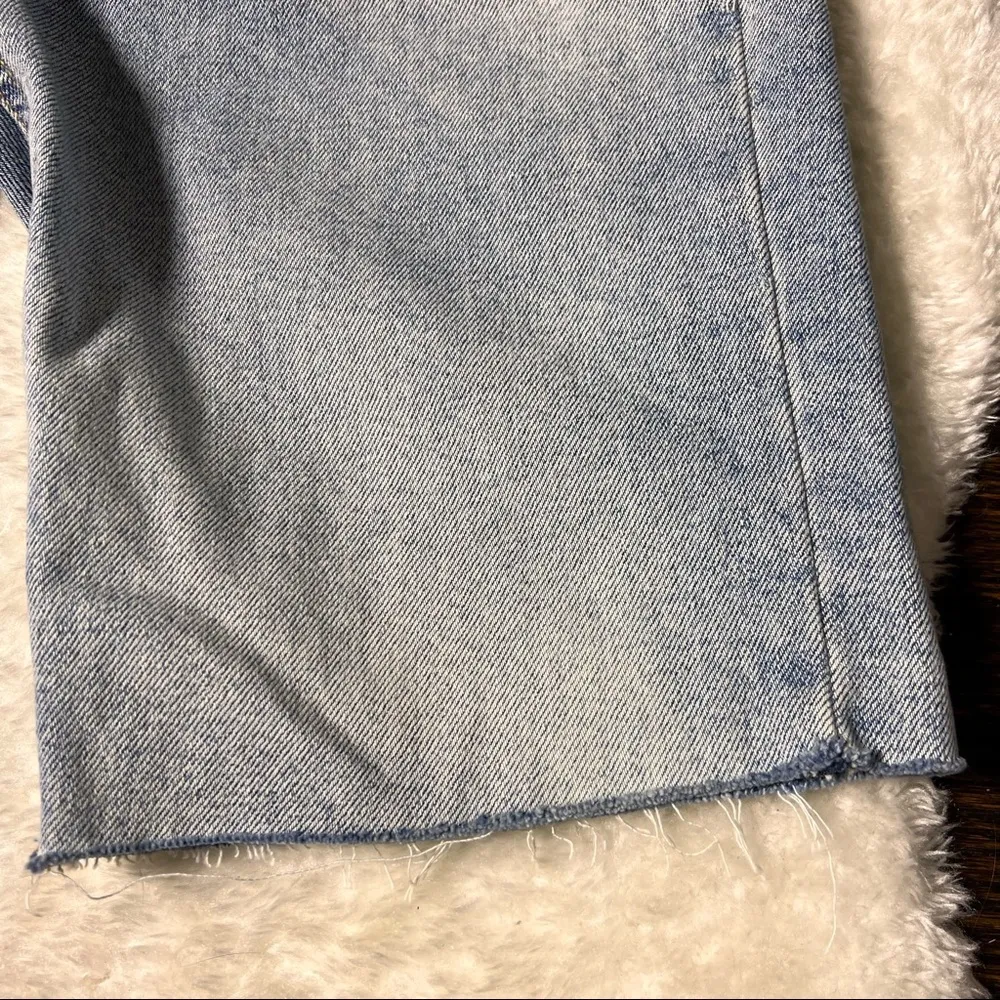 Zara Light Wash Distressed Denim Bermuda Shorts - Image 7