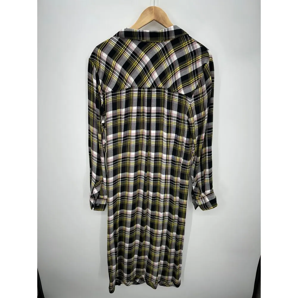 Caslon Dress Women Large Plaid Button Down Flannel Dress Twist Front Rayon NWT - Image 9