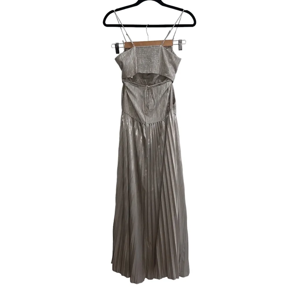 NEW NWT  Daisy Plisse Lame Maxi Dress Champagne - Image 10