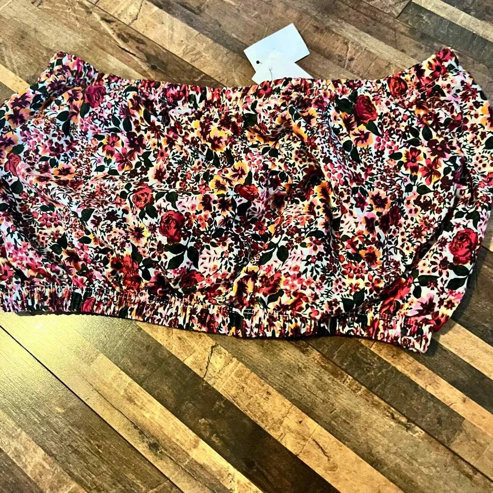 Topshop Floral Print Bandeau Crop Top Summer Festival Boho US 10‎ - Image 9