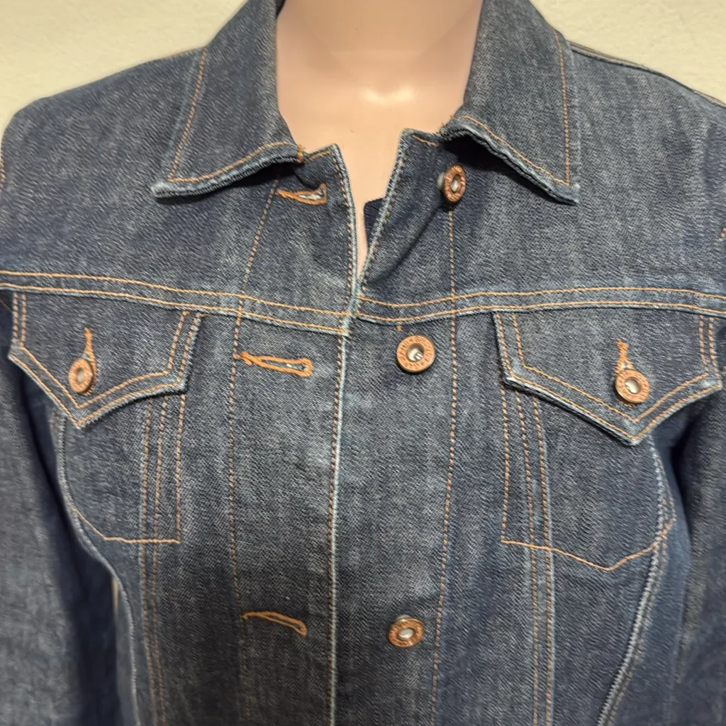 Gap  DENIM JACKET stretch woman size medium dark denim - Image 2