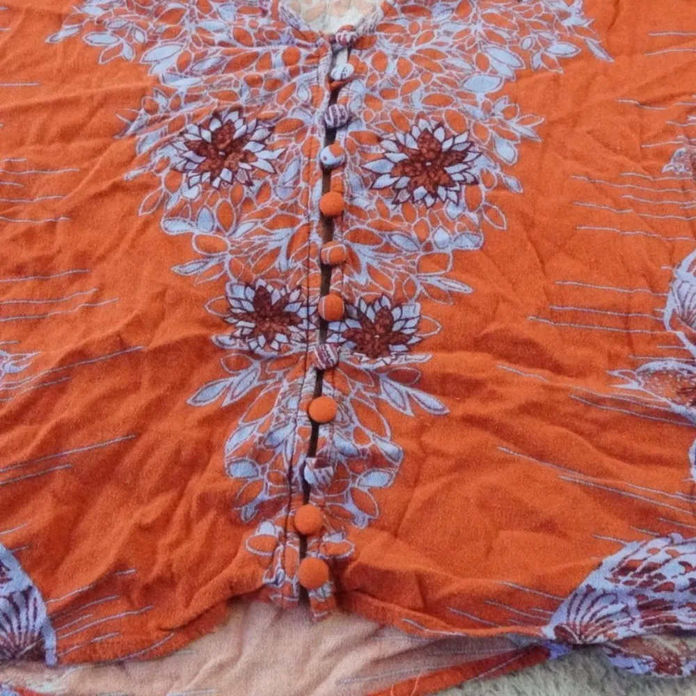 Free People Birds Of A Feather Floral Blouse Womens Small - Image 6