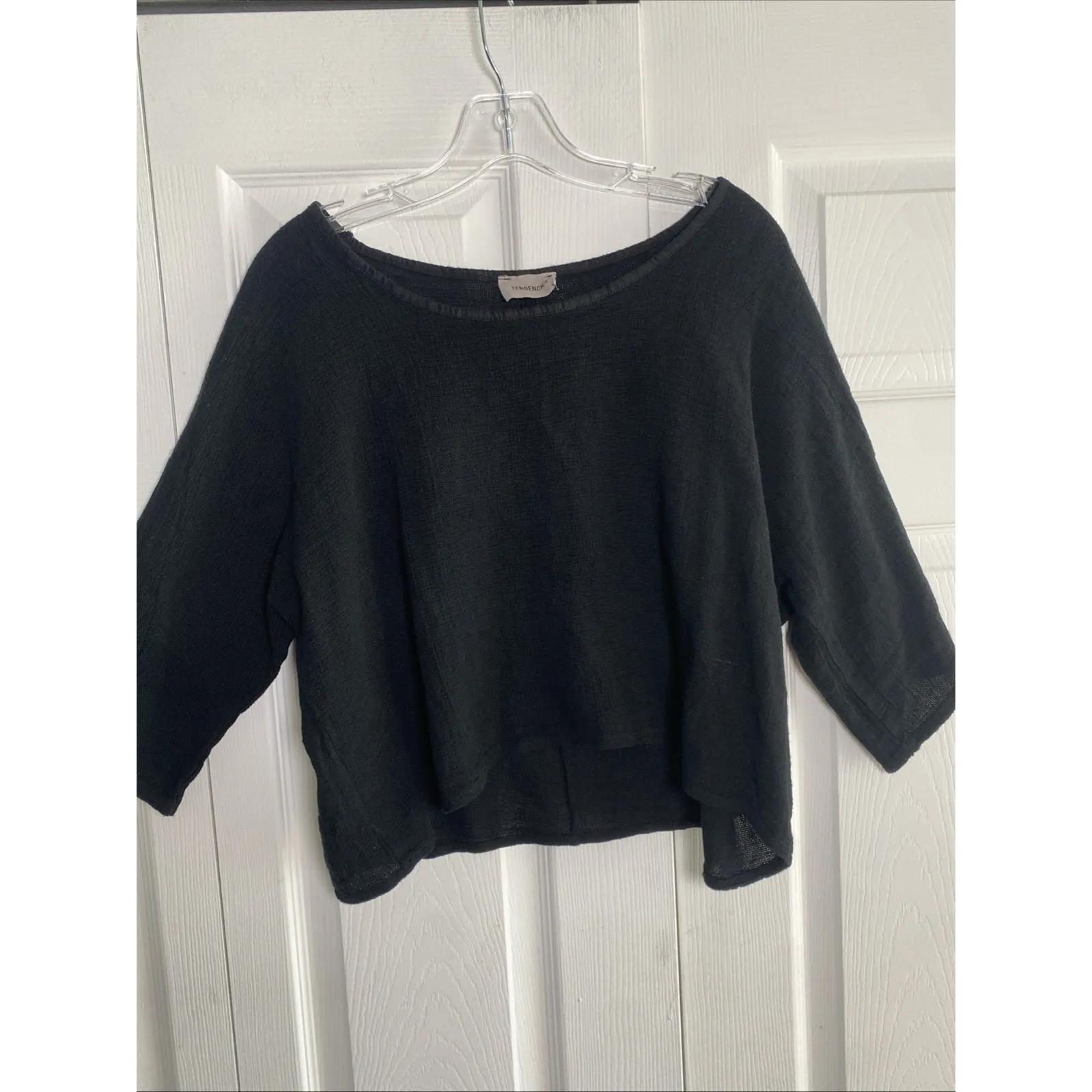 Tendencies Womens One Size Black Linen Cotton Oversized Top Lagom Clean Girl - Image 2