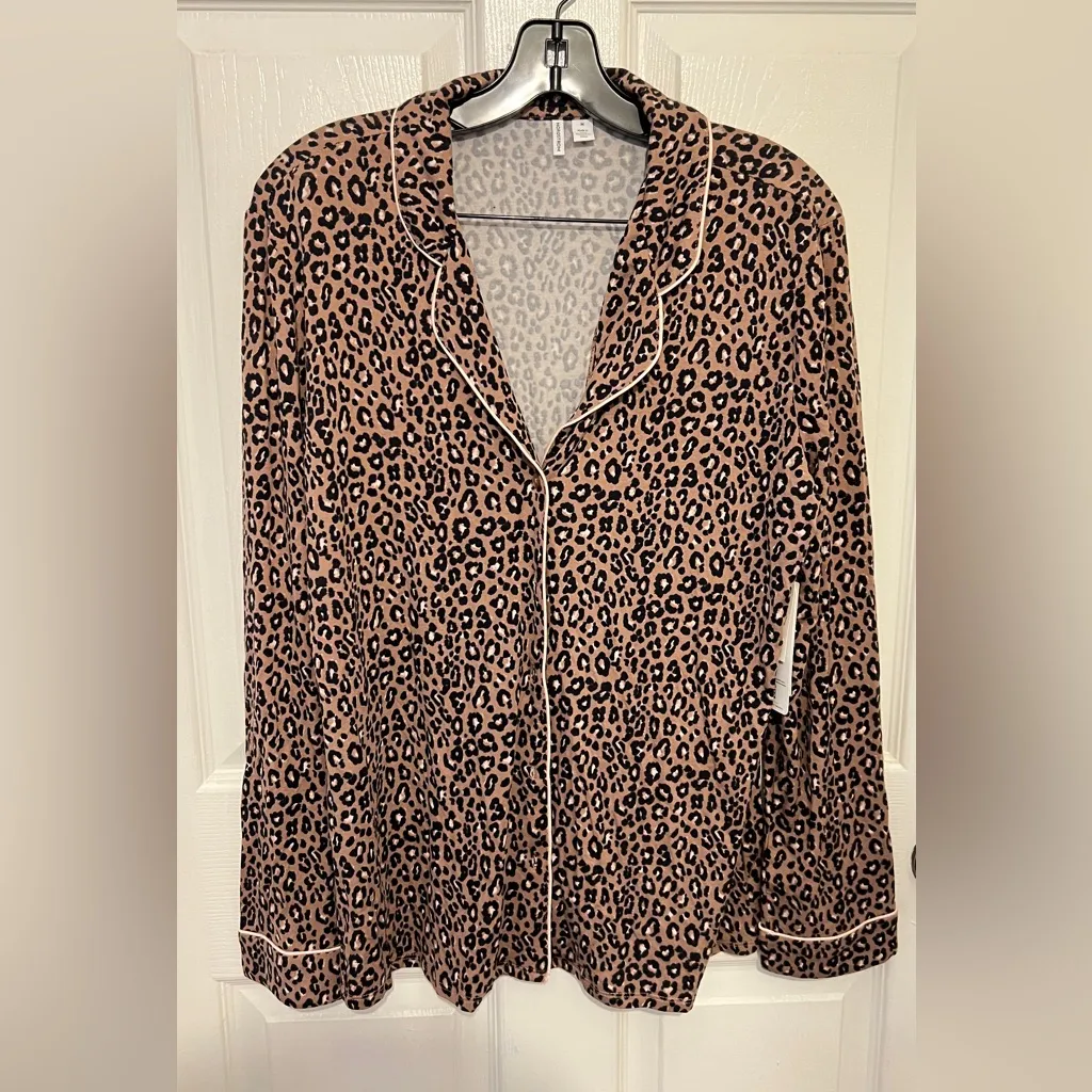 NORDSTROM Women's Brown Leopard Print Moonlight Eco Knit Pajamas Set Size M NEW - Image 3
