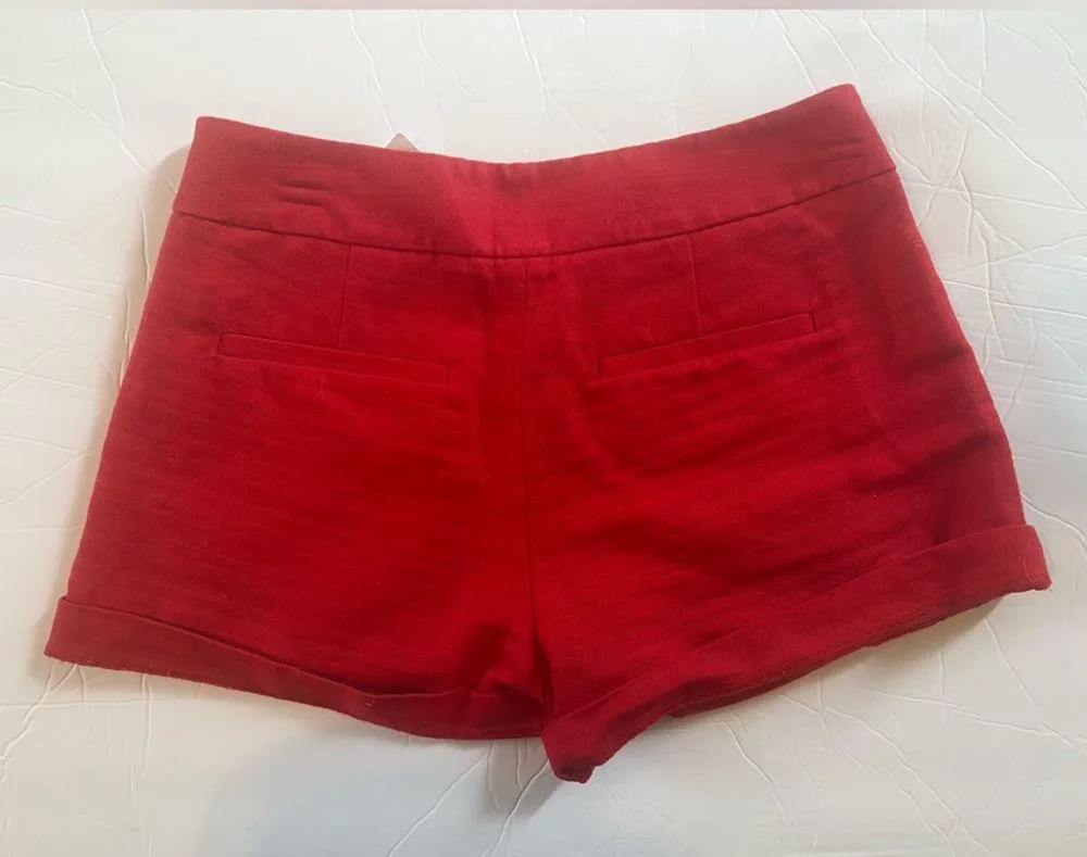 NWT J.Crew Pleated Linen Blend Shorts – Size 0 – Red - Image 5
