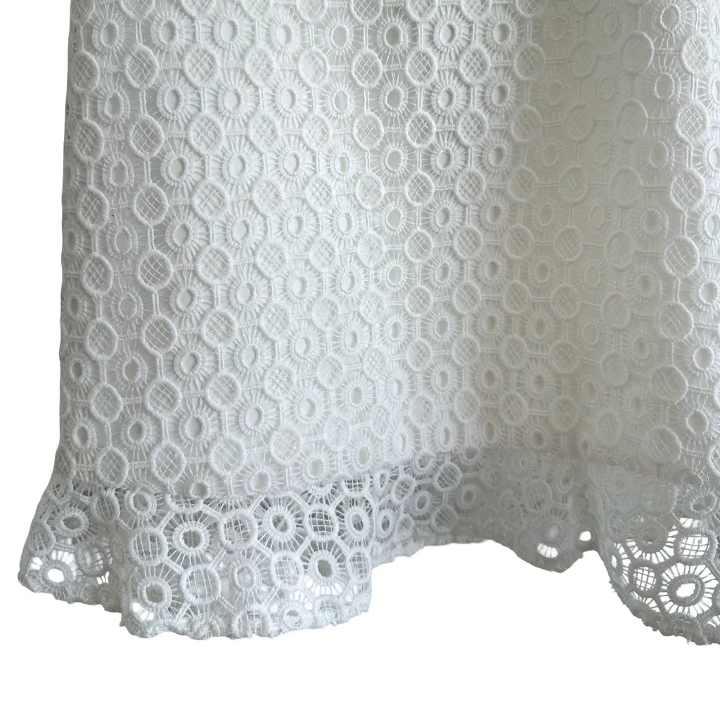 NWT Aidan Mattox Ivory Lace Eyelet Ruffle Fit Flare Fully Lined Chic Dress - Image 7