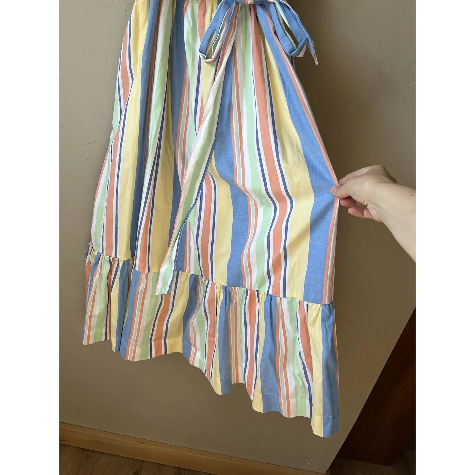 Women's Dress Midi stripes Pastel sundress Costal Preppy Coquette 100 Cotton - Image 7