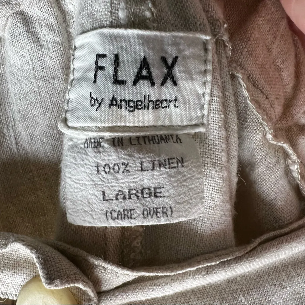 Flax Vintage 100% Linen Beige Button-Down Midi Skirt - Image 7