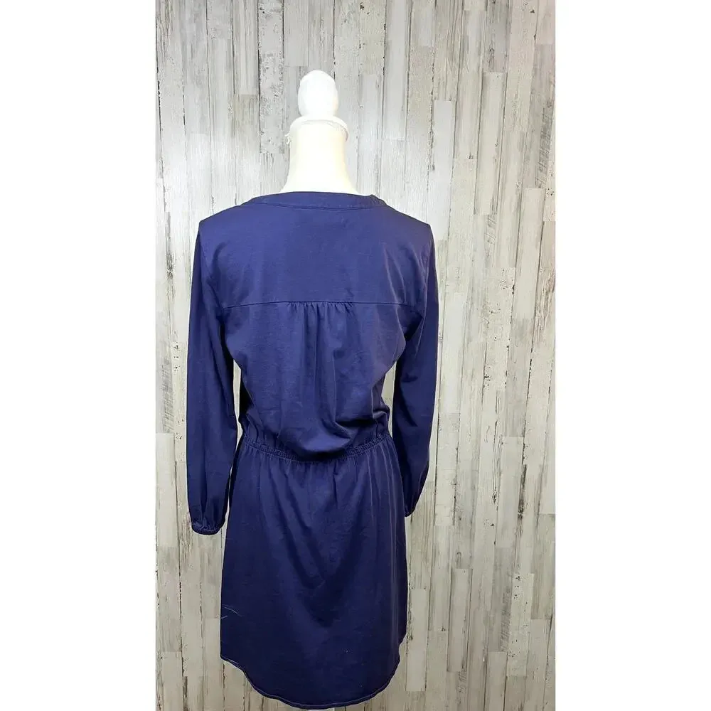 Lilly Pulitzer Medium Navy Blue Knee Length V-Neck Long Sleeve Beckett‎ Dress - Image 7