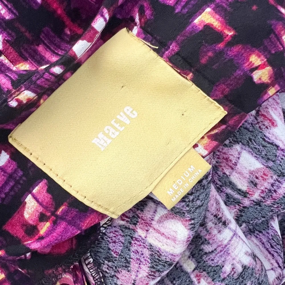 ANTHROPOLOGIE MAEVE Cocoon Dolman Sleeve Draped Dress in Purple Watercolor Sz M - Image 6