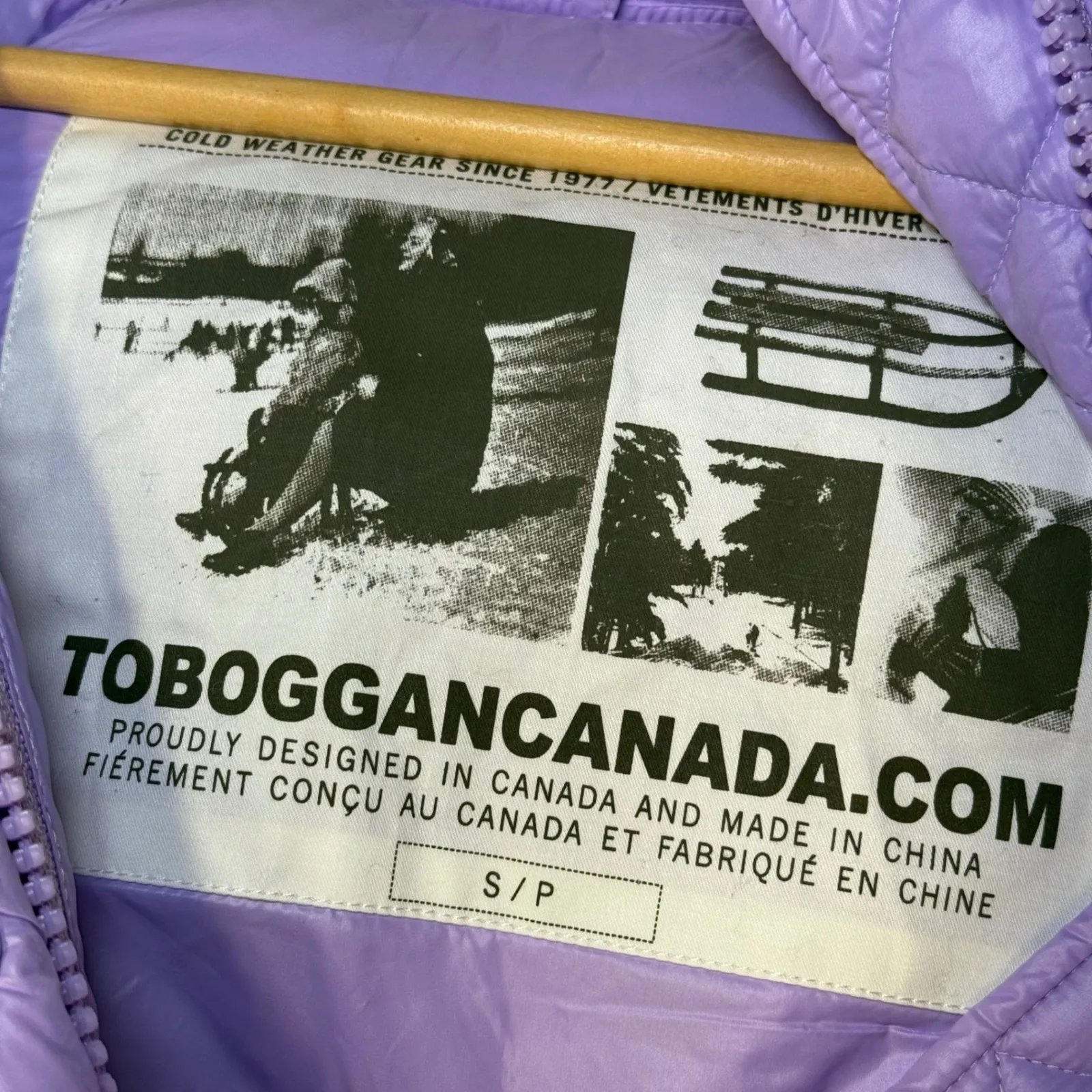 Toboggan Canada Puffer Jacket Belted Hooded Lilac Purple Warm Women Small - Image 2