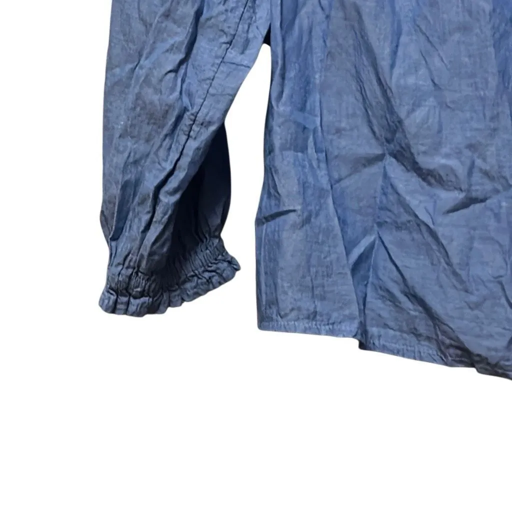 Studio‎ 19 Womens Embroidered Off Shoulder Chambray Top Blouse XS Blue - Image 4