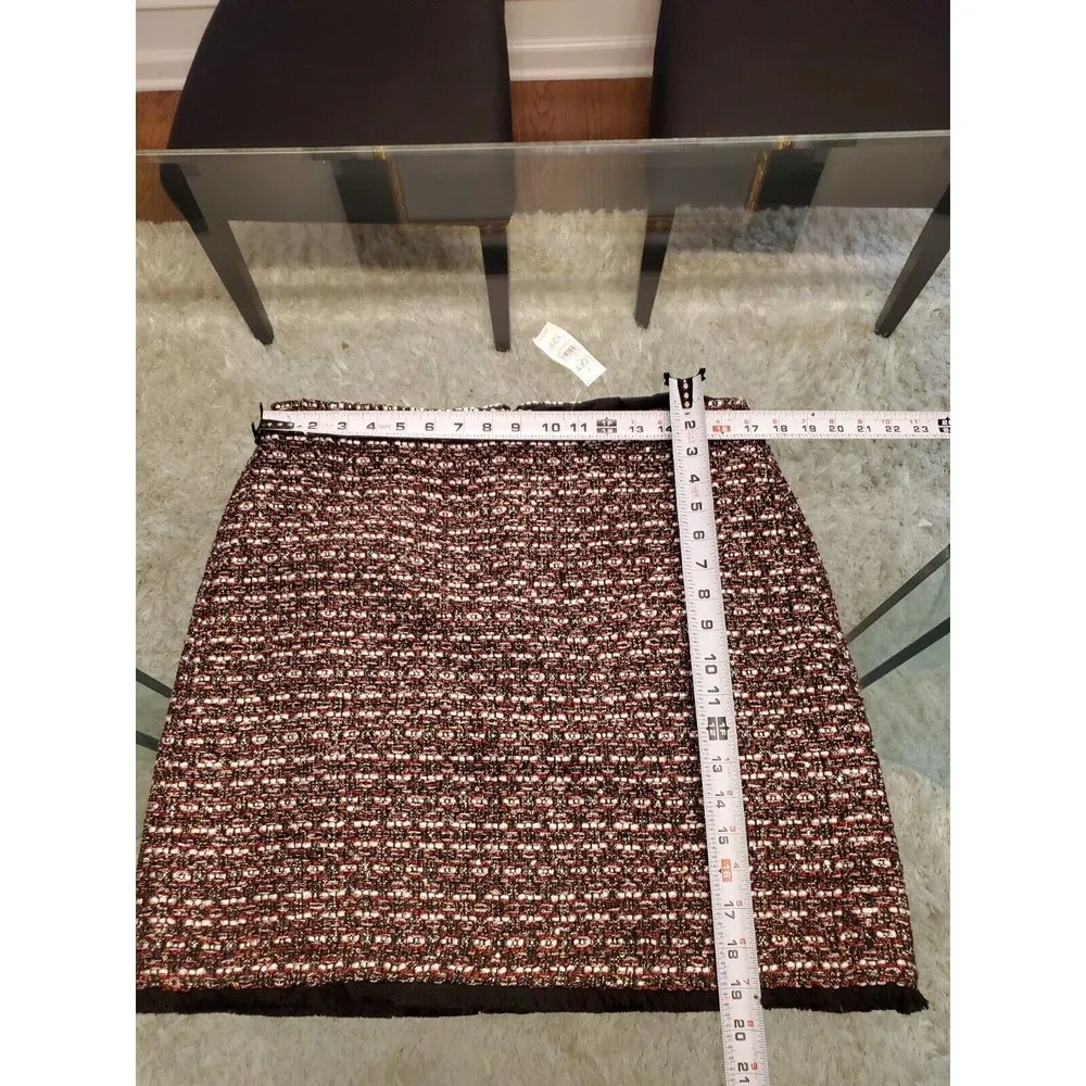 LOFT Womens Red & Black Polyester Sequin Tweed Fringe Bottom Mini Skirt Size 12P - Image 10