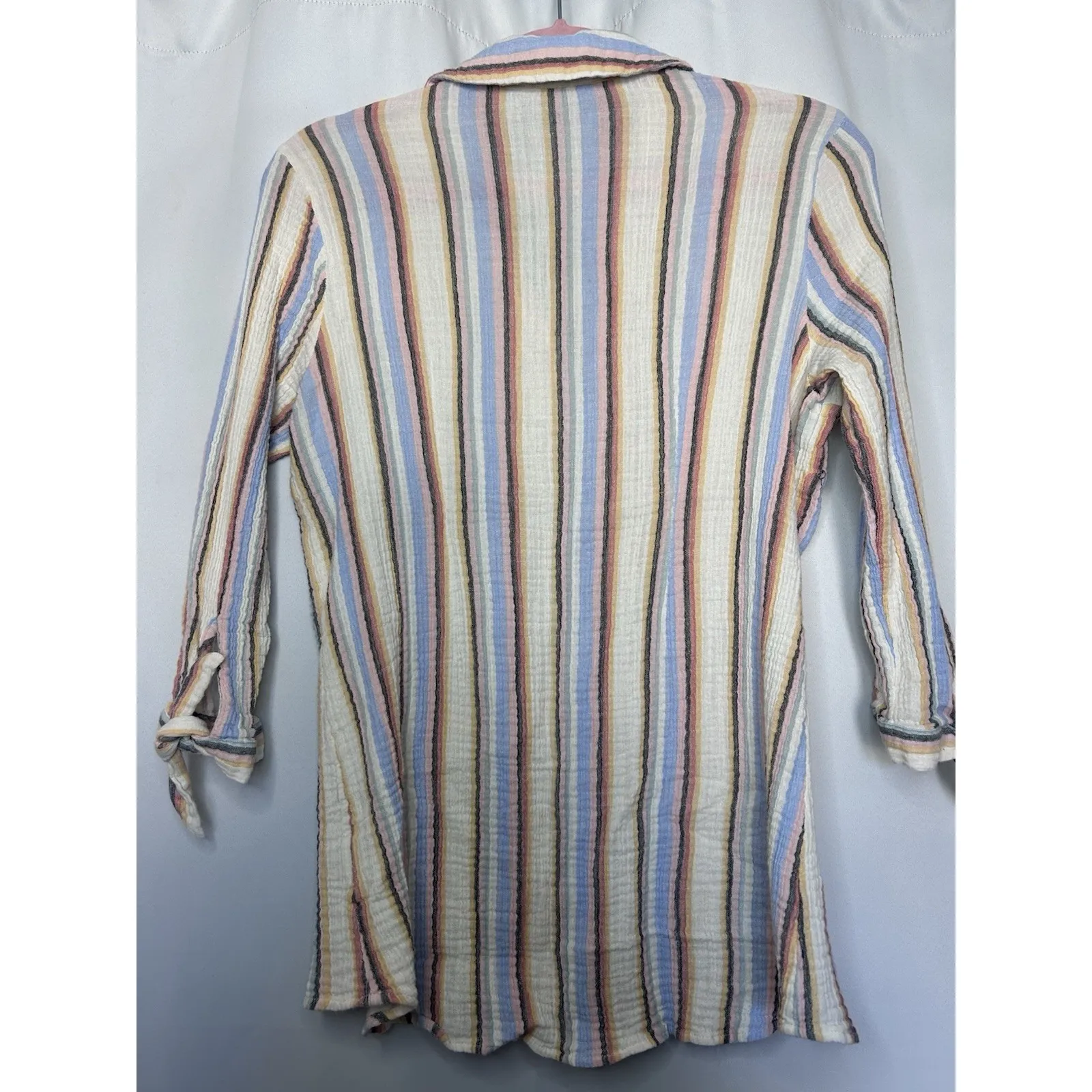 Soft Surroundings Senna Gauze Tunic Shirt Women's Large Button-Up Collar Striped - Image 6
