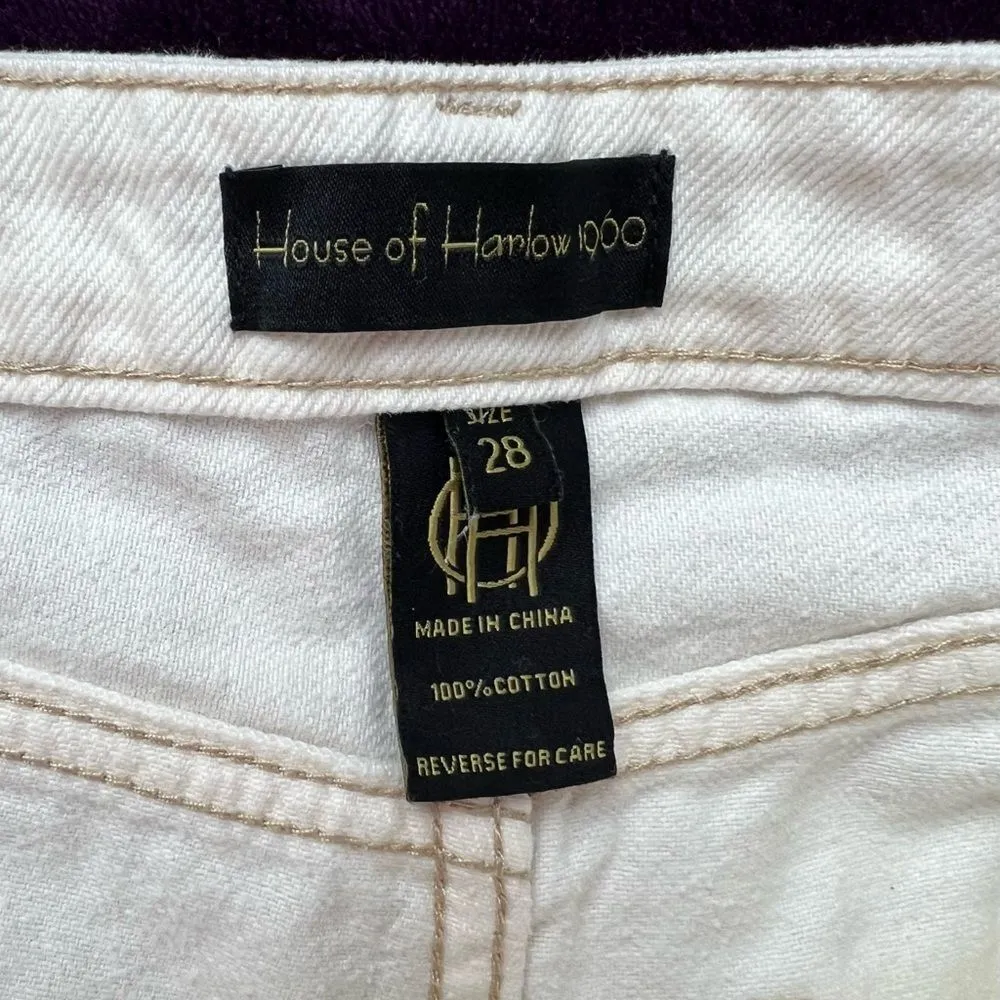 House Of Harlow 1960 Cream White High Rise Cutoff‎ Jean Shorts Size 28 - Image 6