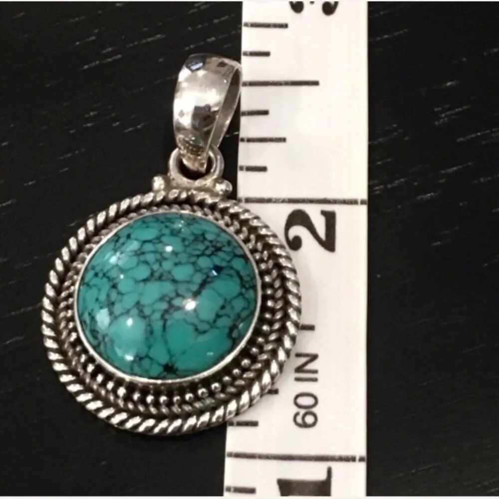BARSE Turquoise  Link Necklace With Rope Accent Around Pendant - Image 10