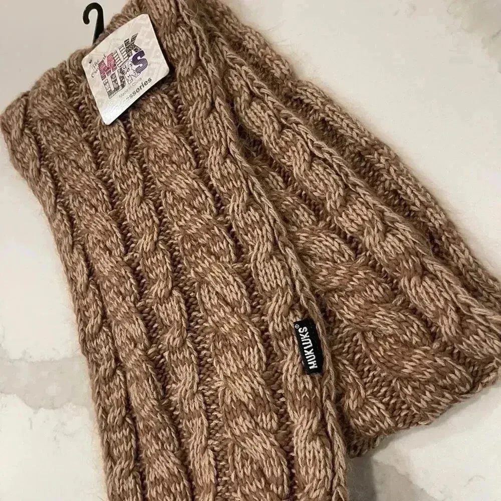 Muk Luks NWT Cable Knit Infinity Scarf Almond/Brown Cozycore Christmas Gift Brown - Image 2