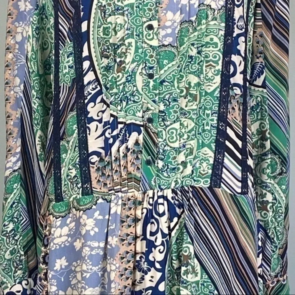 ANTHROPOLOGIE/TINY green, blue and white “Caviana” shirt dress in size XXS. EUC - Image 4