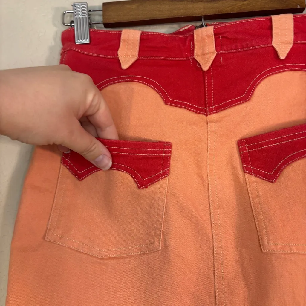 Urban Outfitters BDG Western Cowgirl Orange Red Mini Skirt Size S - Image 6