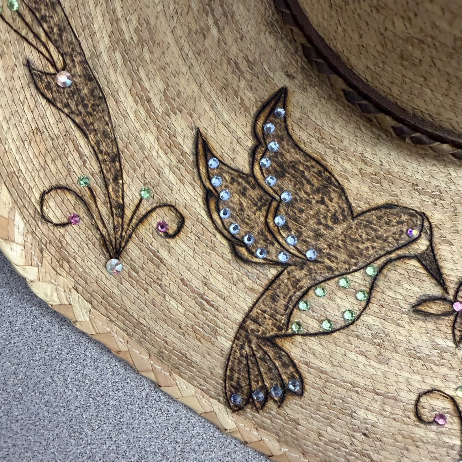 LONE STAR Cowboy Hat Western Ranch Womens Straw 55 Made in Mexico Bling Branded Brown - Image 7