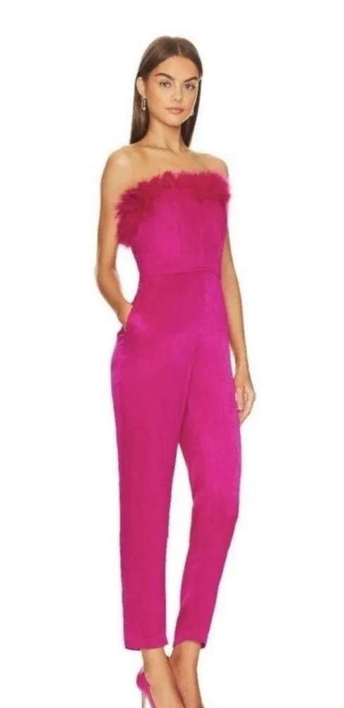 Saylor  NEW feather strapless Raya jumpsuit - Image 4