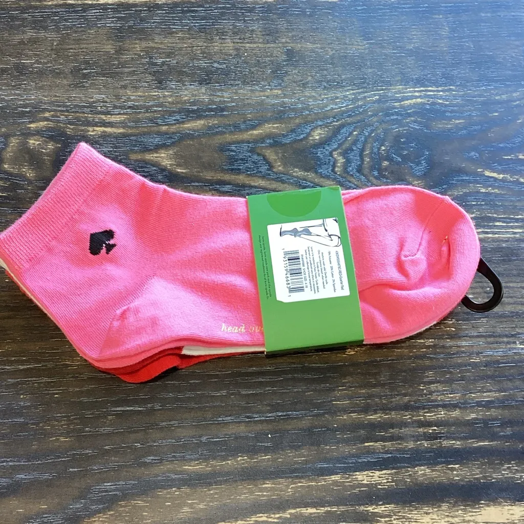 Kate Spade Red and Pink Heart set of 3 Quarter Socks NWT - Image 2