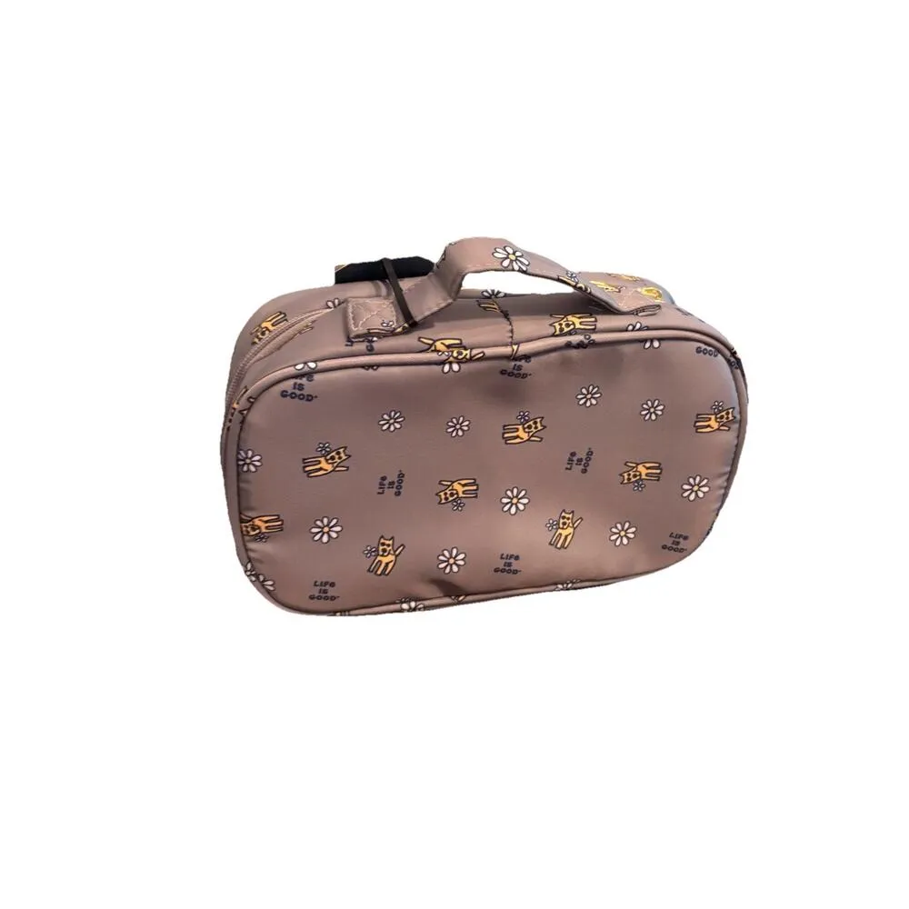 NWT Life Is Good Lucky Dog Gray Cosmetic Toiletry Bag zipper case Dogs - Image 2