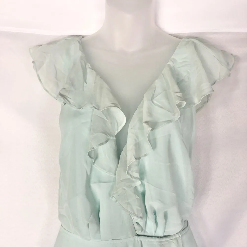 BooHoo Light Blue Chiffon Wrap Formal Maxi Dress 6 - Image 10