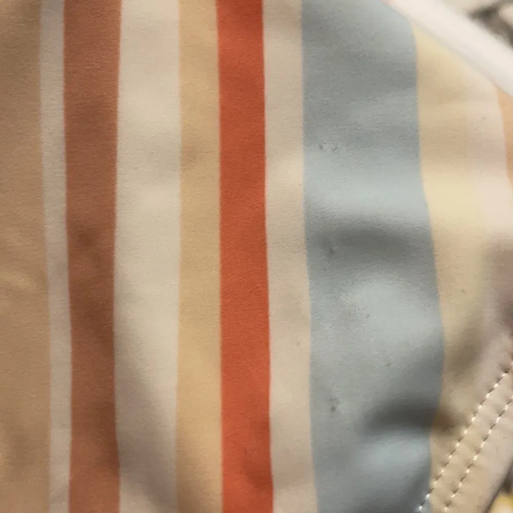 Xhilaration Multi Striped Hipster Bikini Bottom Junior Medium White Beige Clay - Image 11