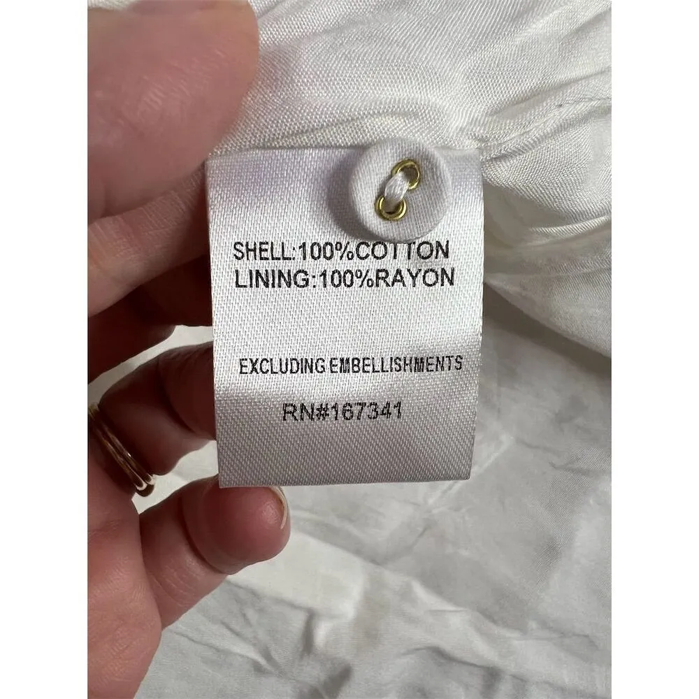 Hello Molly Women's XL White Maxi Shirt Dress Button Tie Waist Casual - Image 5