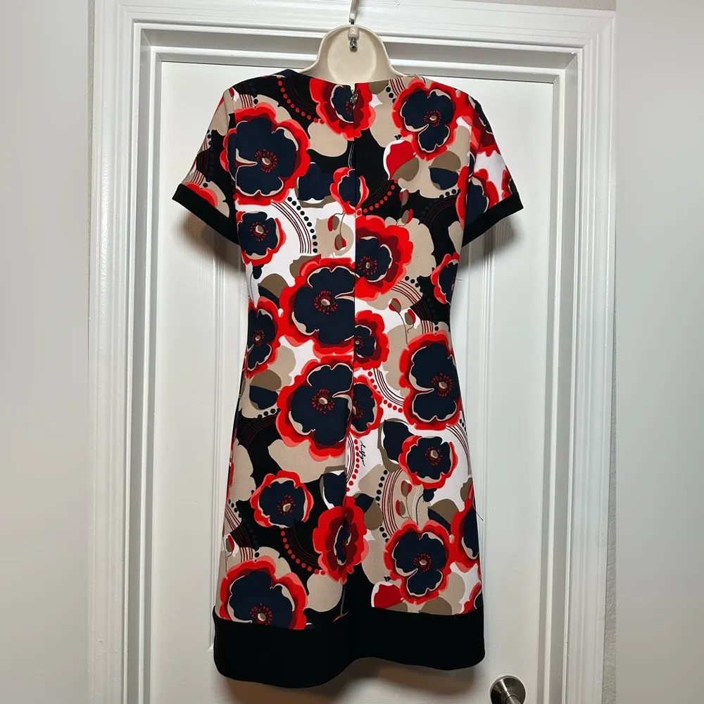 Tommy Hilfiger Classic Vintage Style Red/Navy Floral Signature Midi Dress Size 6 - Image 7