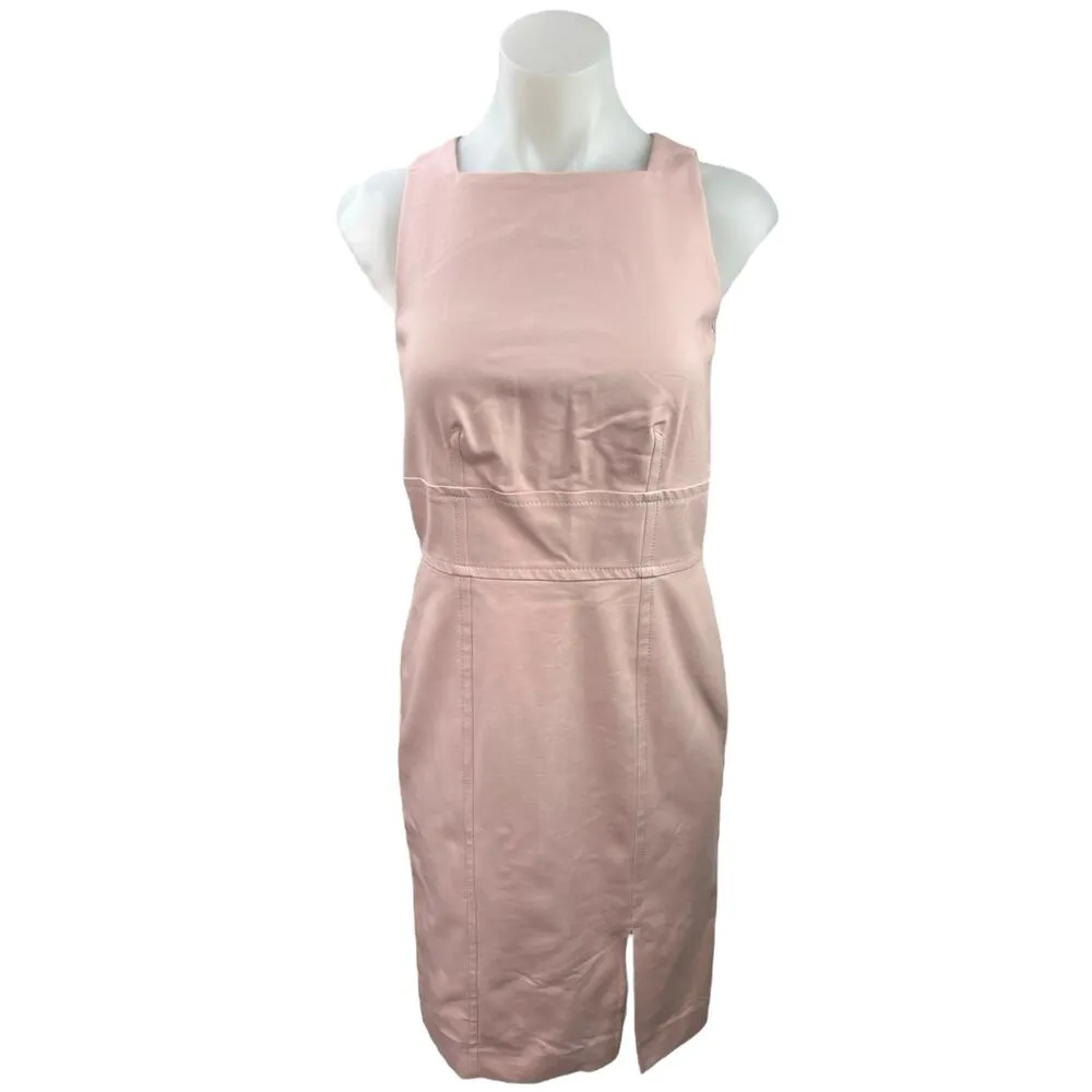 NEW Ann Taylor Pink Sleeveless Slit Career Office Business Sheath Mini Dress 0 - Image 4
